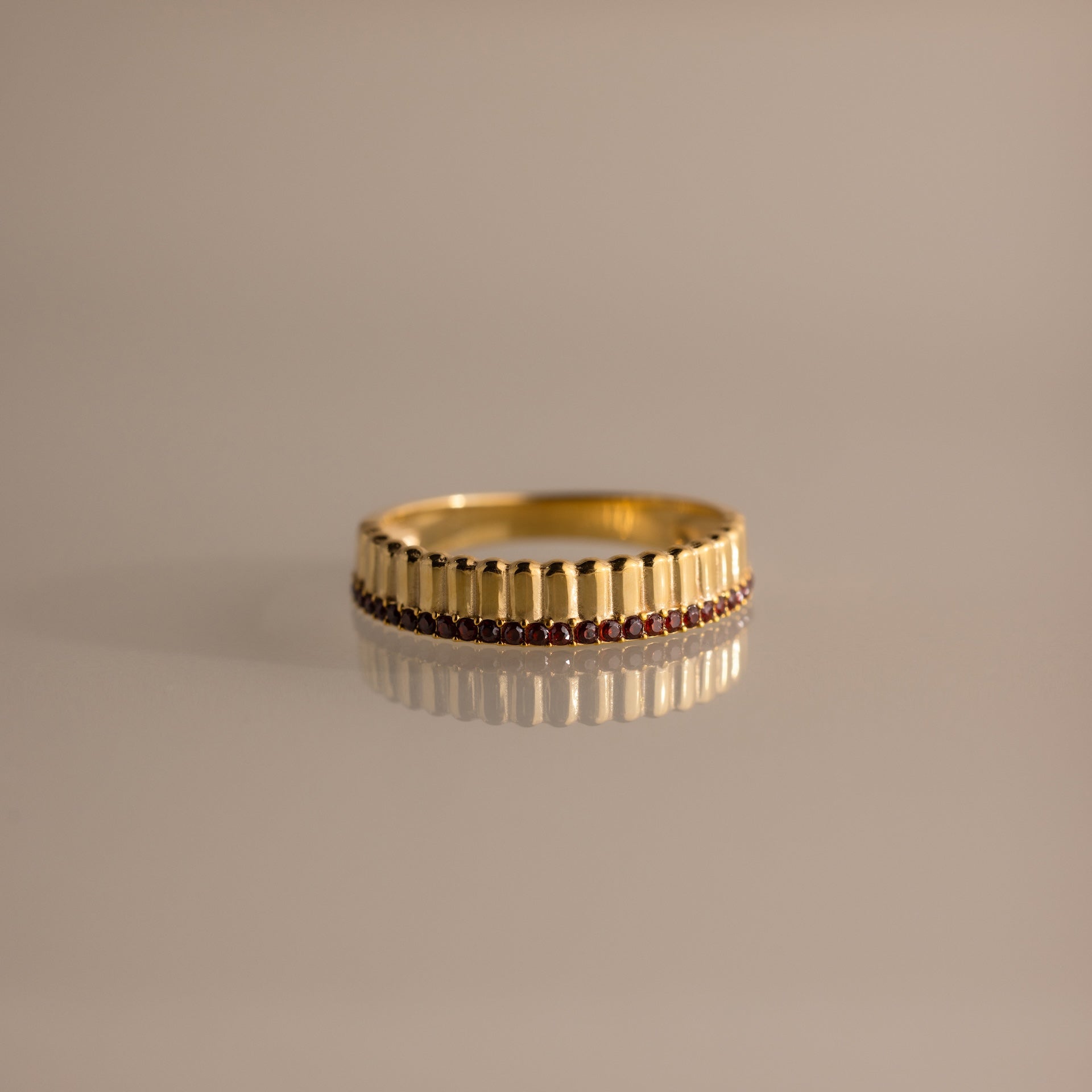 Ribbed Birthstone Stack Ring