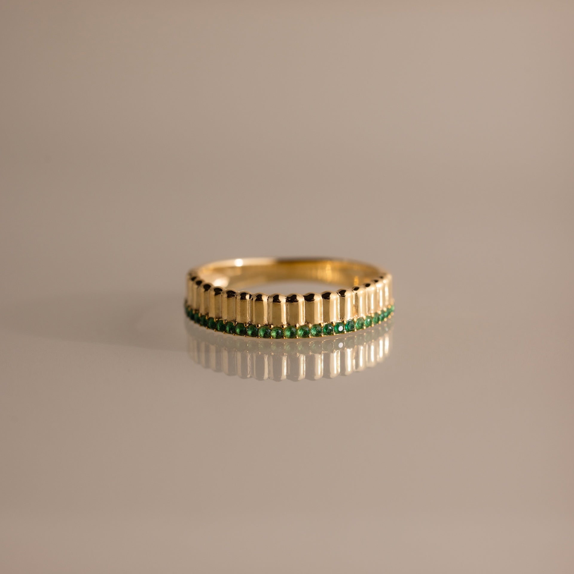Ribbed Birthstone Stack Ring