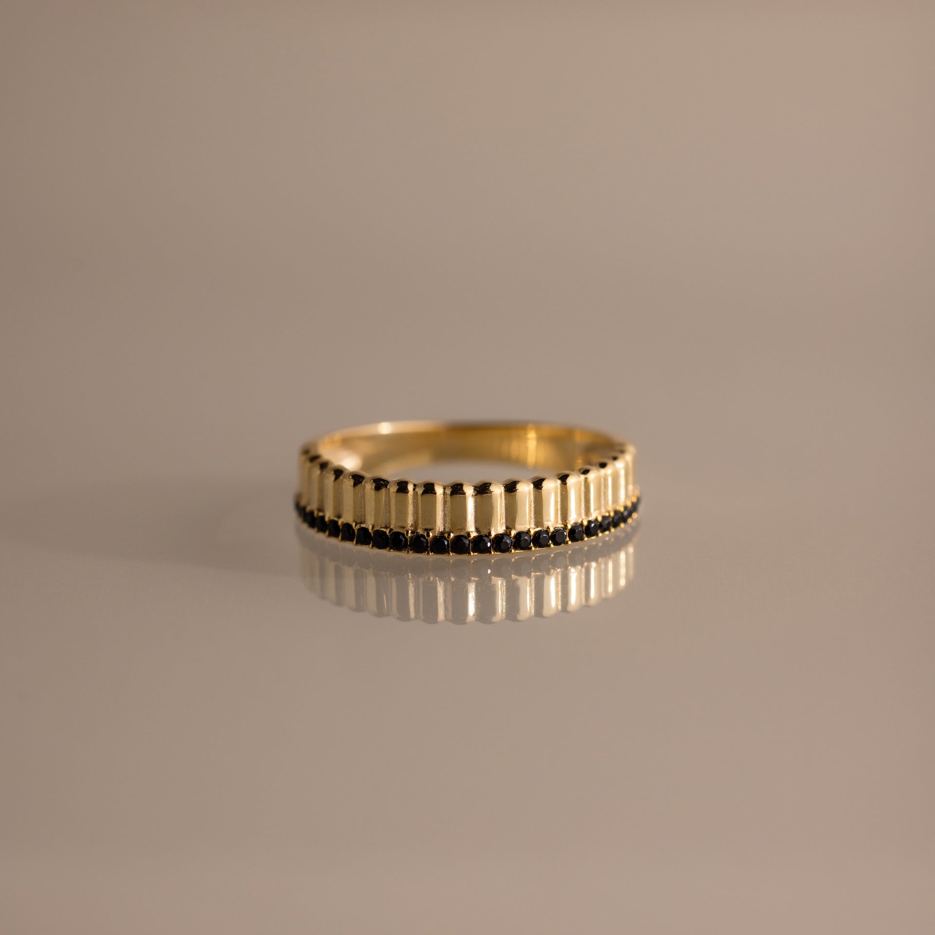 Ribbed Birthstone Stack Ring