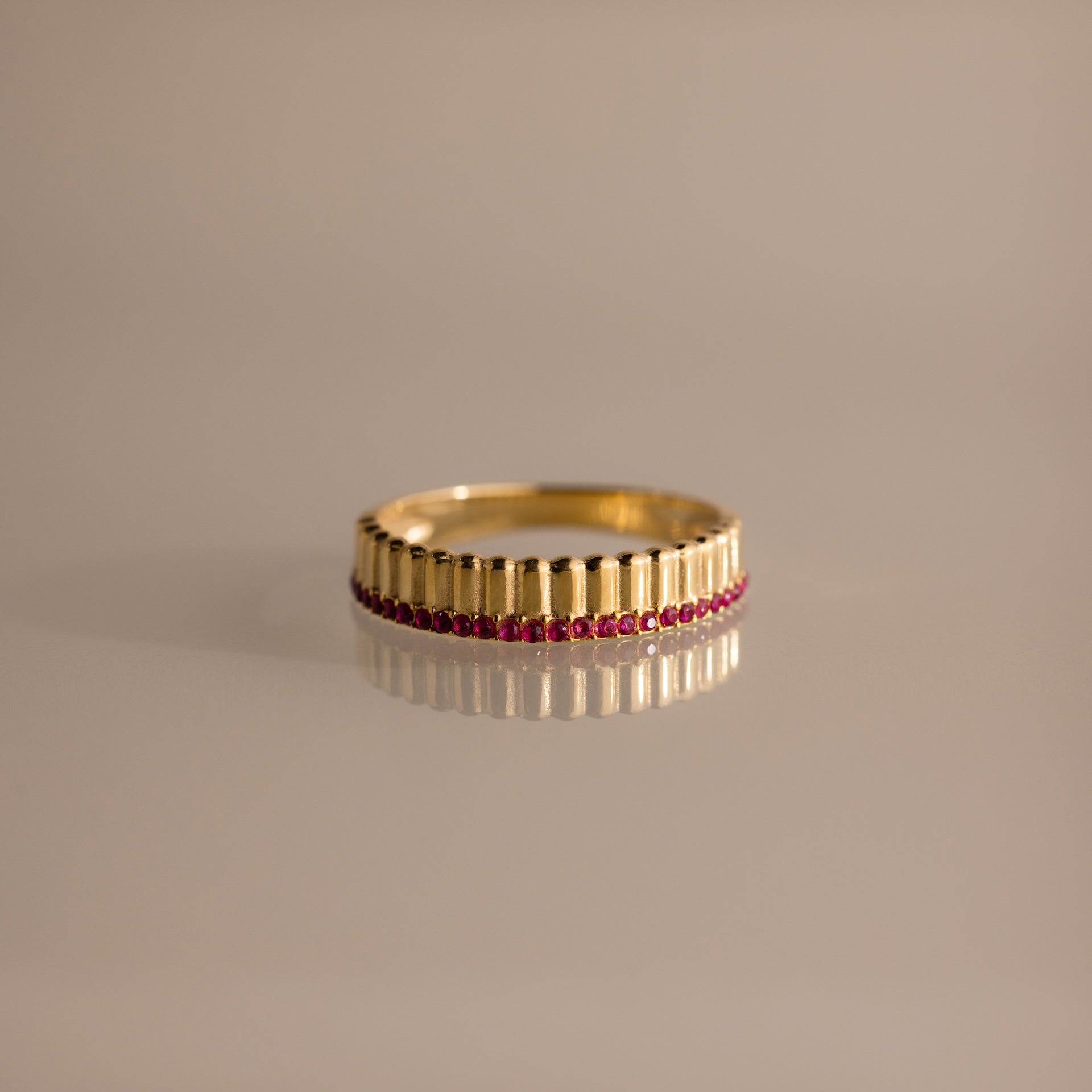 Ribbed Birthstone Stack Ring