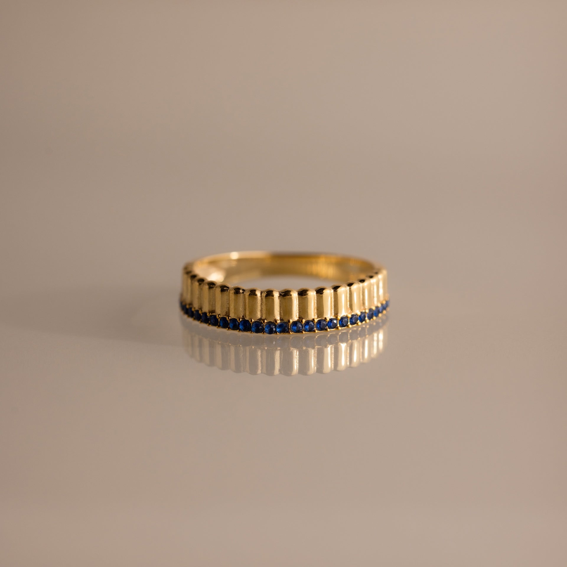 Ribbed Birthstone Stack Ring