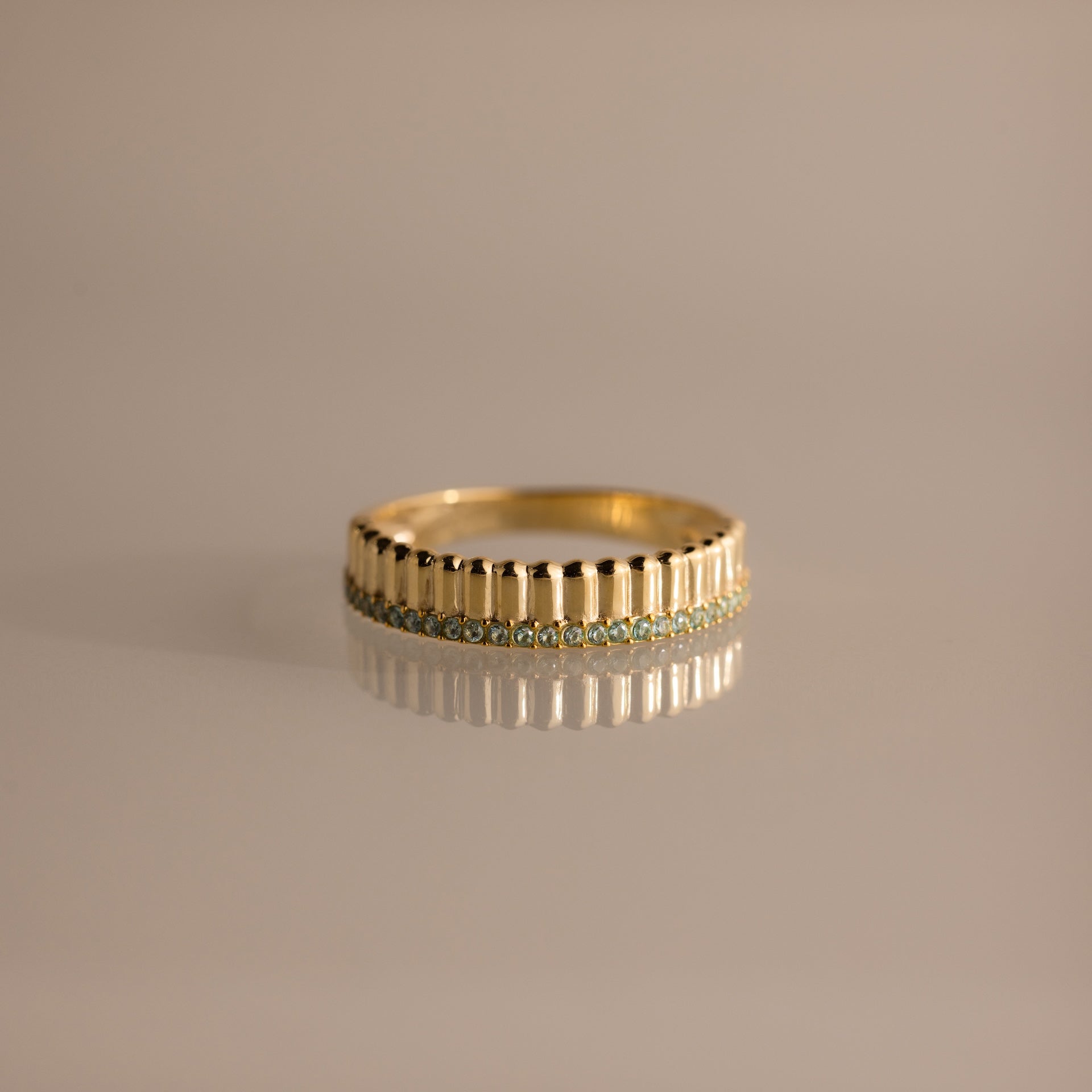 Ribbed Birthstone Stack Ring
