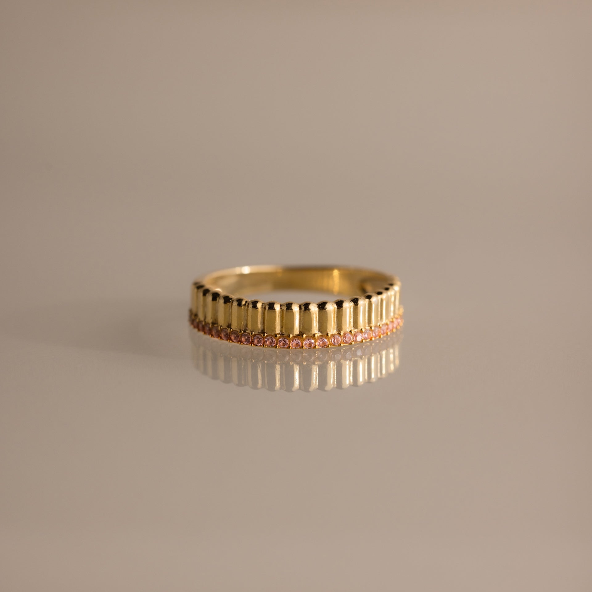 Ribbed Birthstone Stack Ring