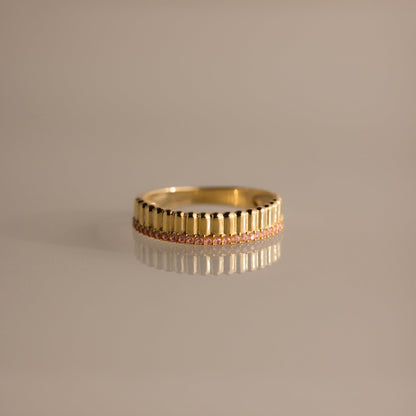 Ribbed Birthstone Stack Ring