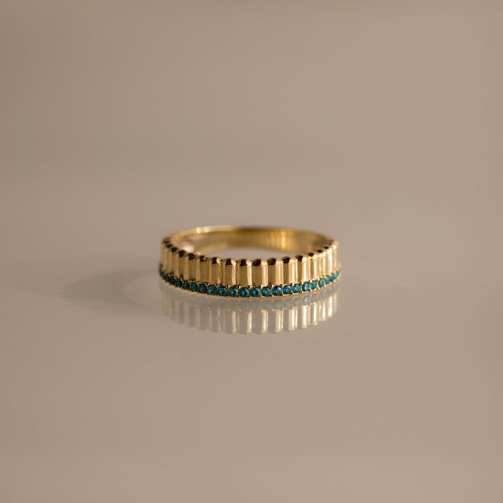 Ribbed Birthstone Stack Ring