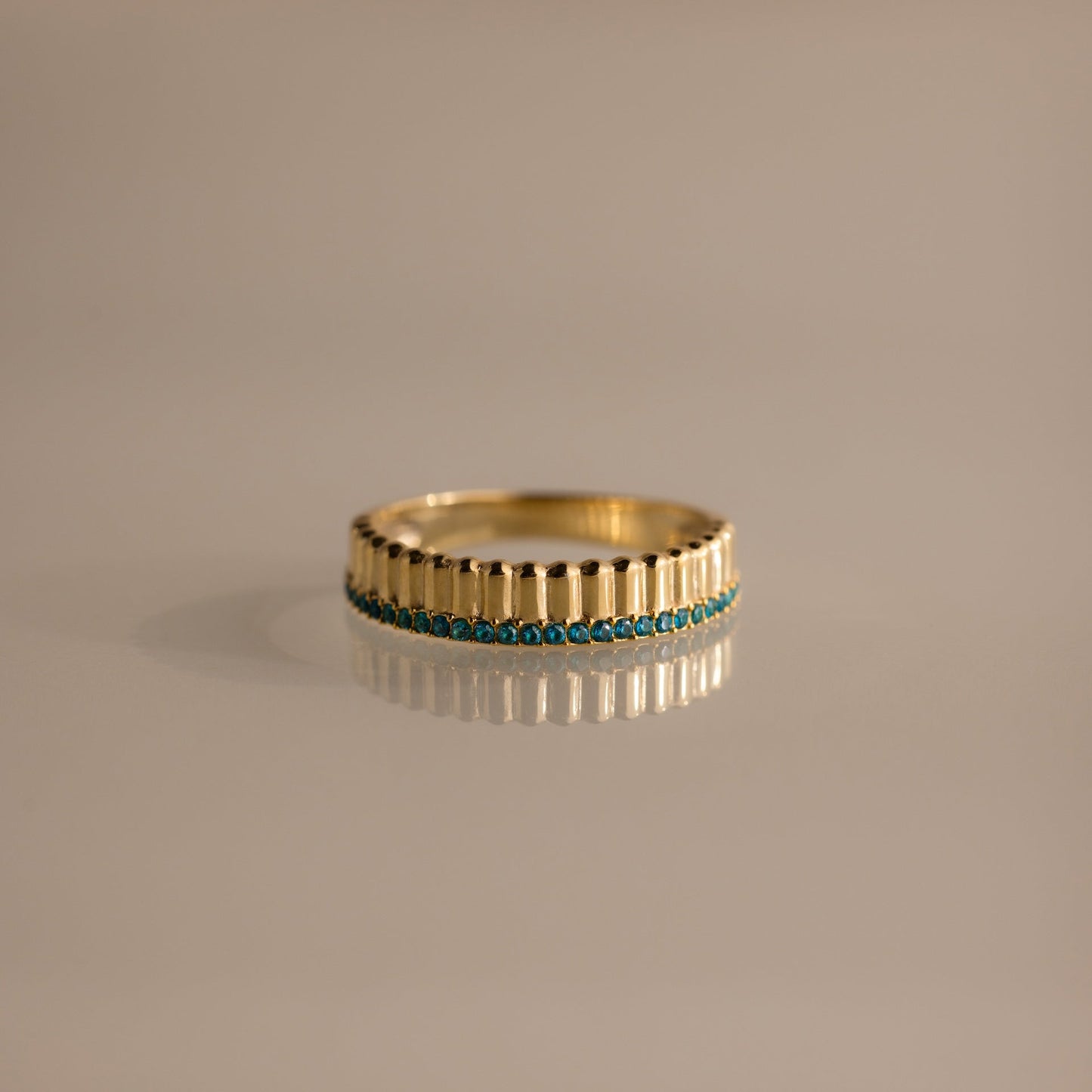 Ribbed Birthstone Stack Ring