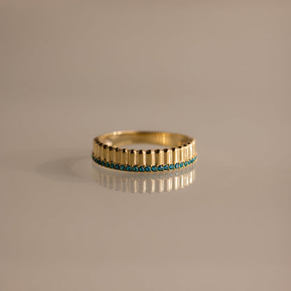 Ribbed Birthstone Stack Ring