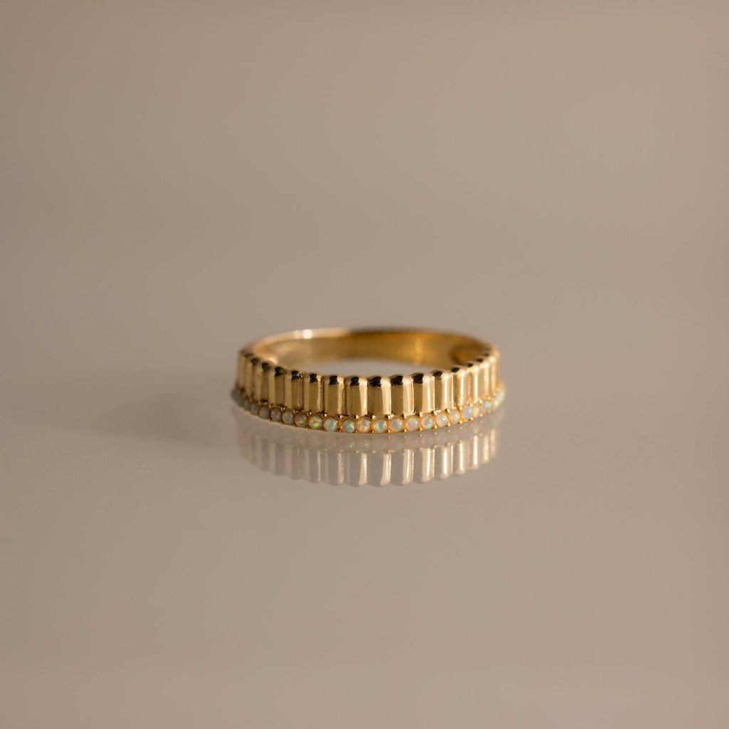 Ribbed Birthstone Stack Ring