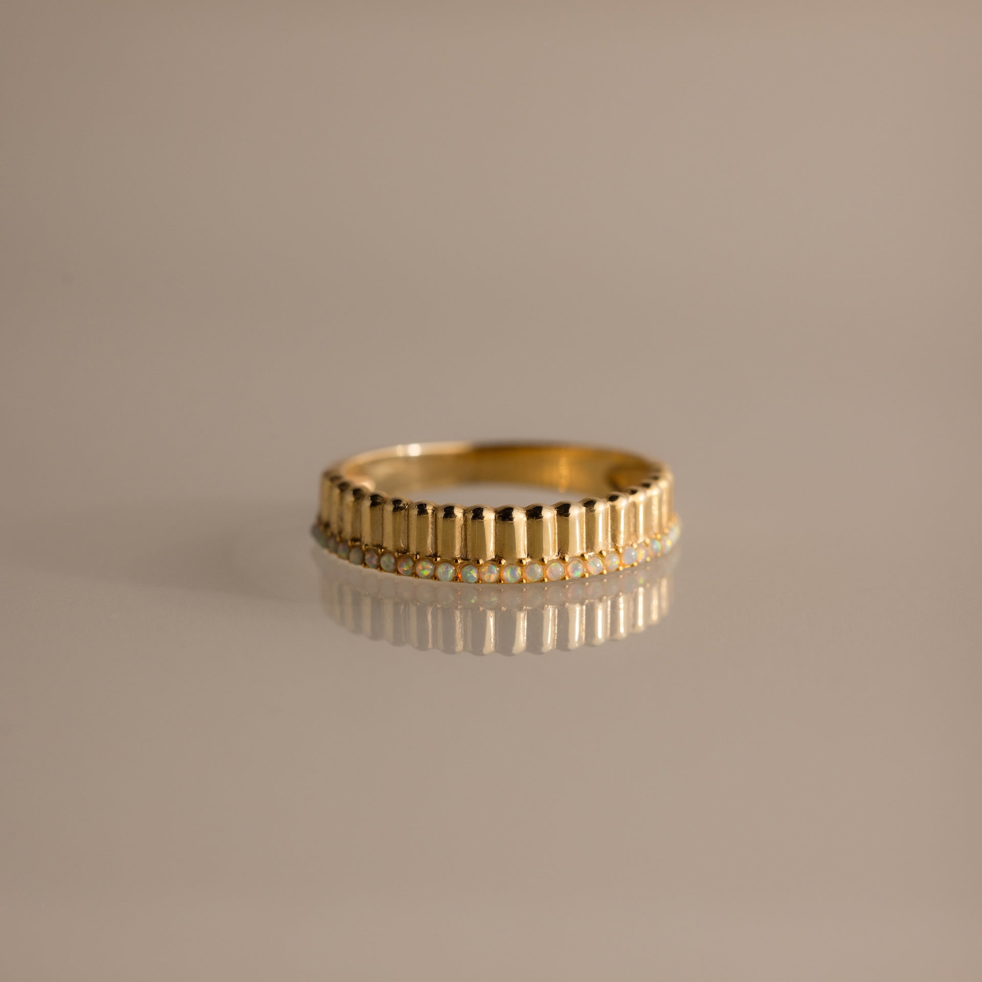 Ribbed Birthstone Stack Ring