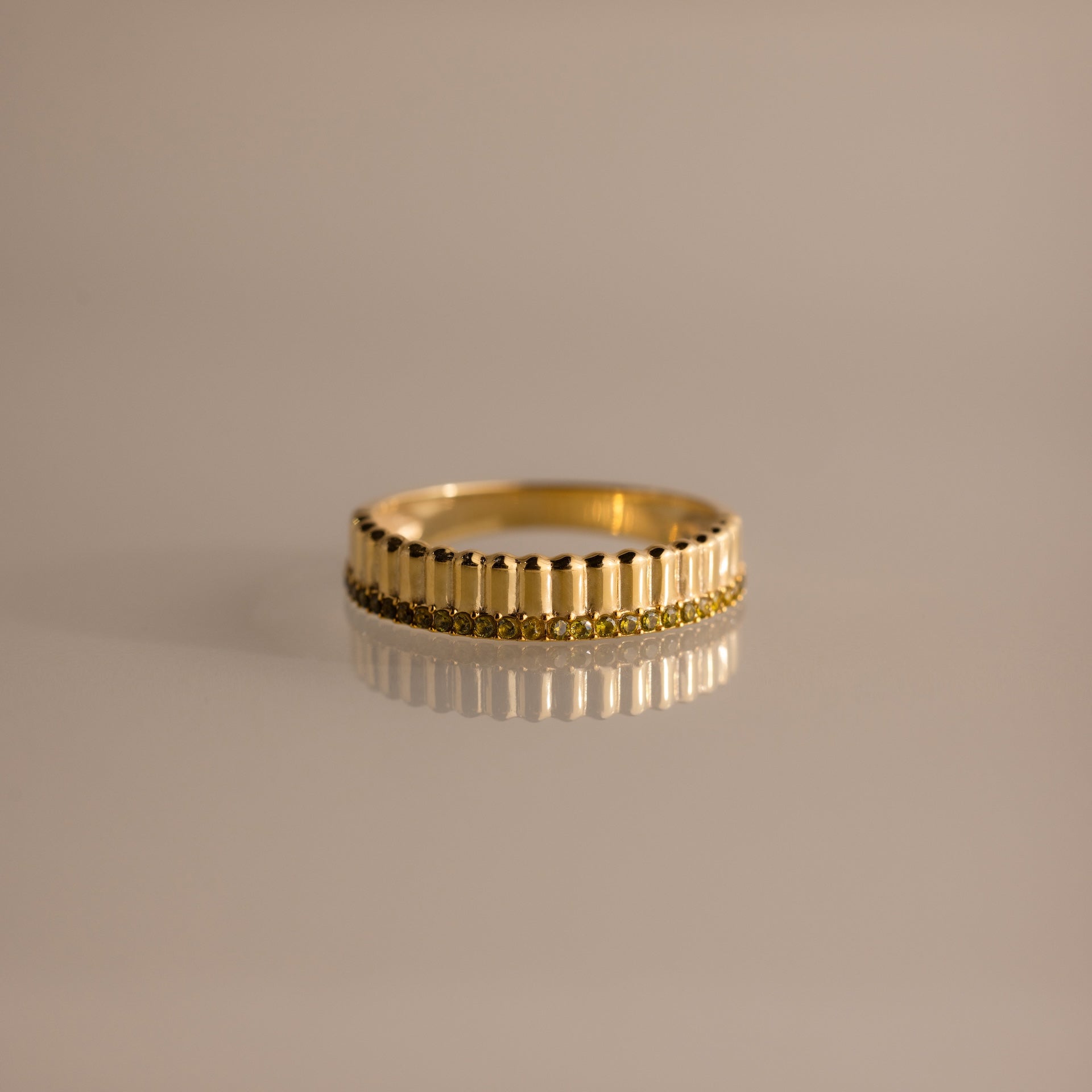 Ribbed Birthstone Stack Ring