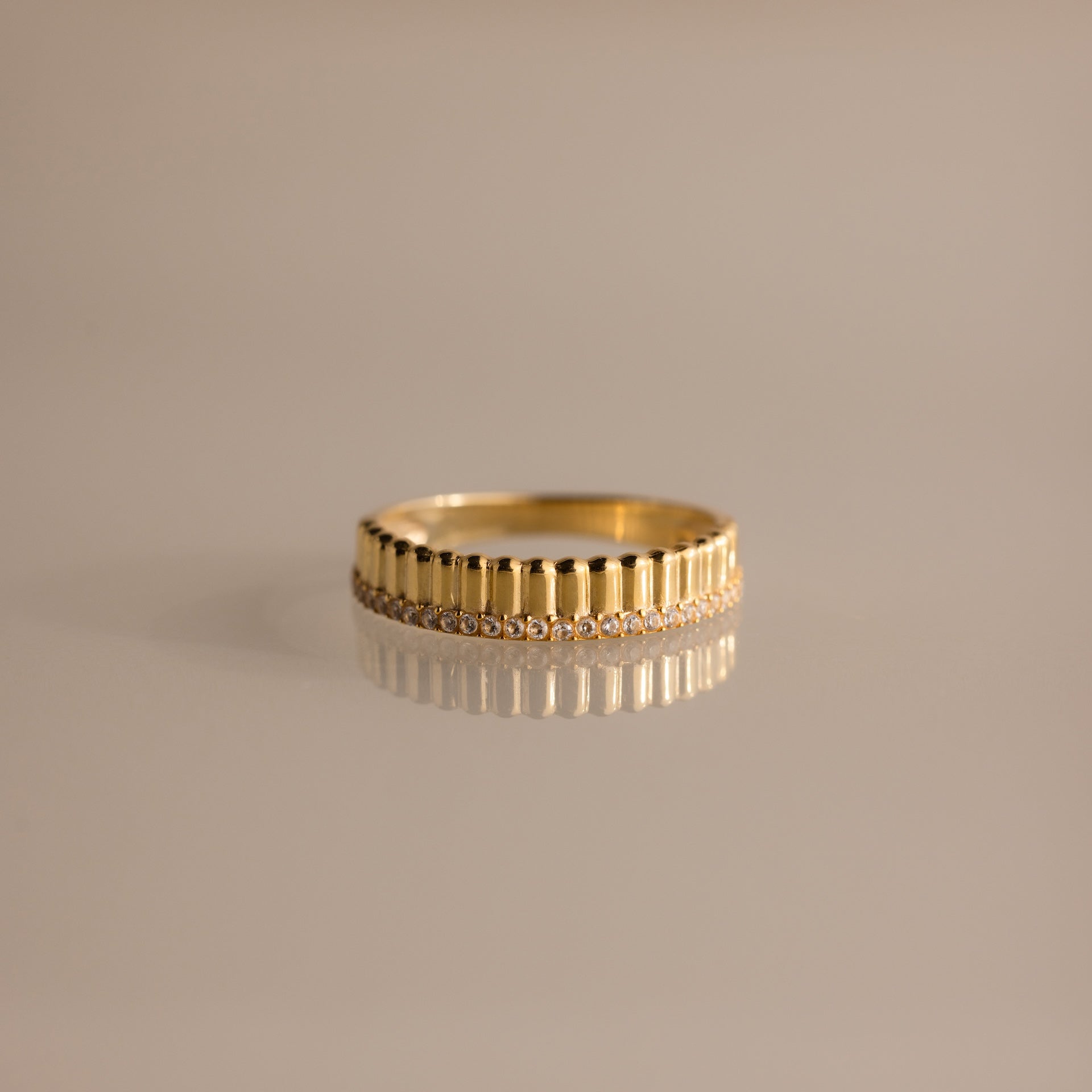Ribbed Birthstone Stack Ring