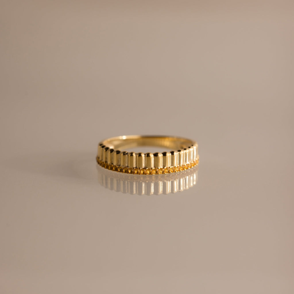 Ribbed Birthstone Stack Ring
