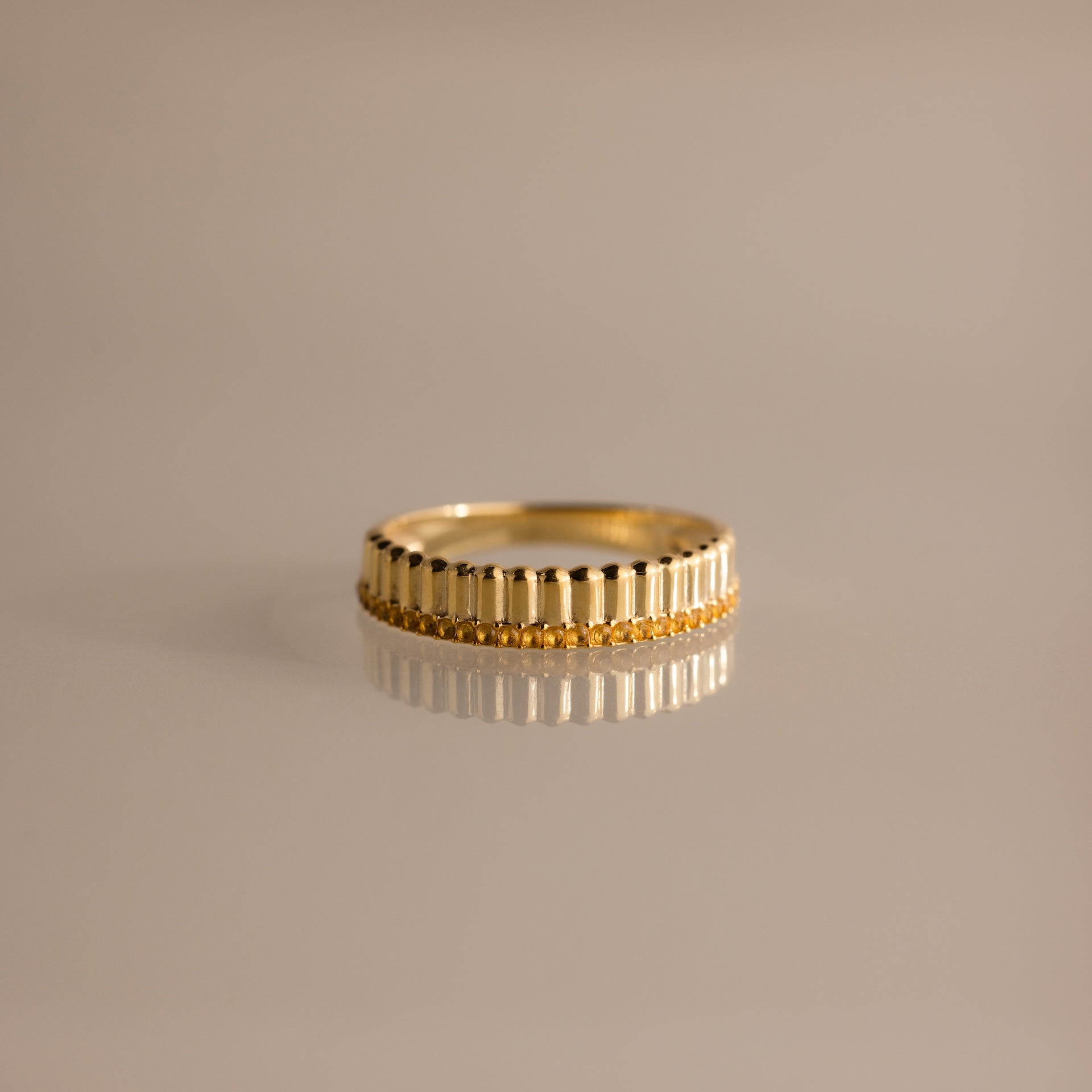 Ribbed Birthstone Stack Ring