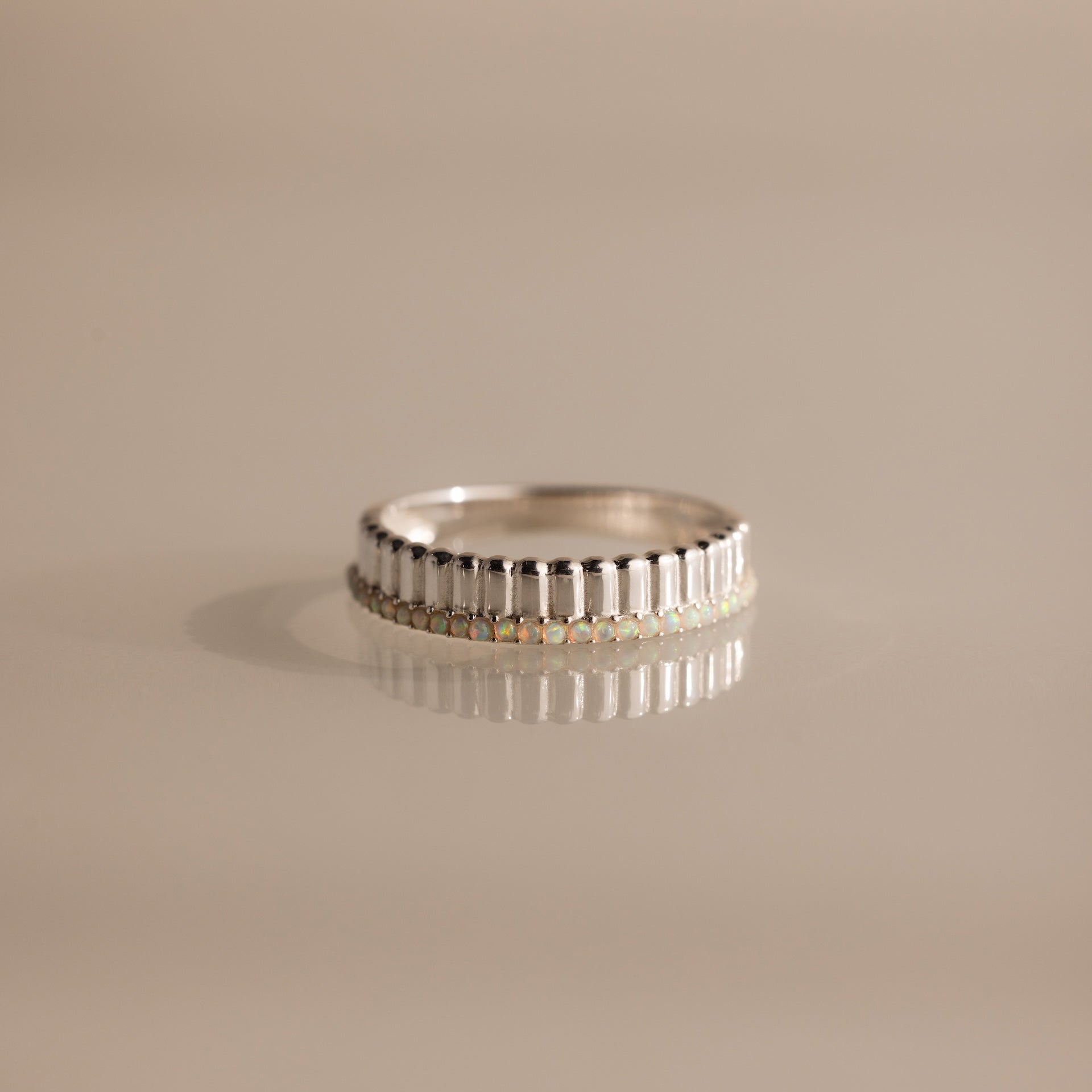 Ribbed Birthstone Stack Ring