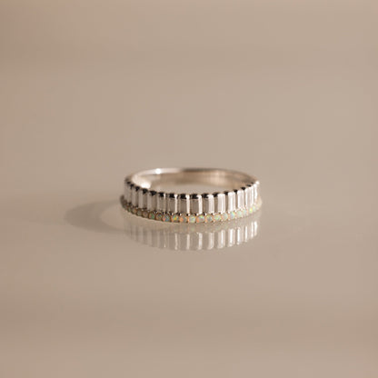Ribbed Birthstone Stack Ring