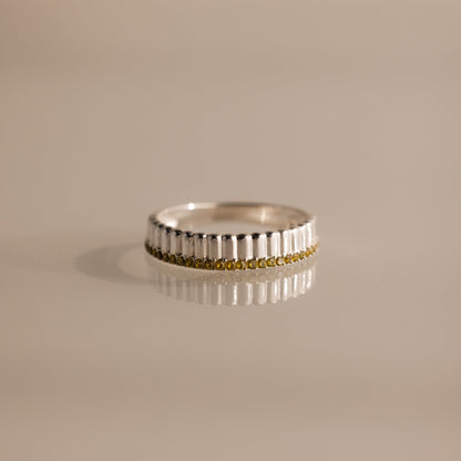 Ribbed Birthstone Stack Ring