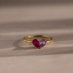 Toi et Moi Teardrop Heart Ring