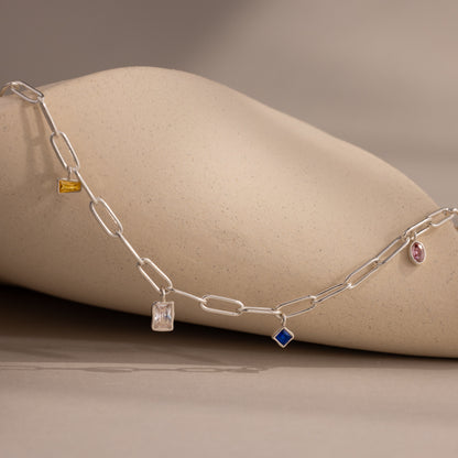 Mixed Birthstone Charm Necklace