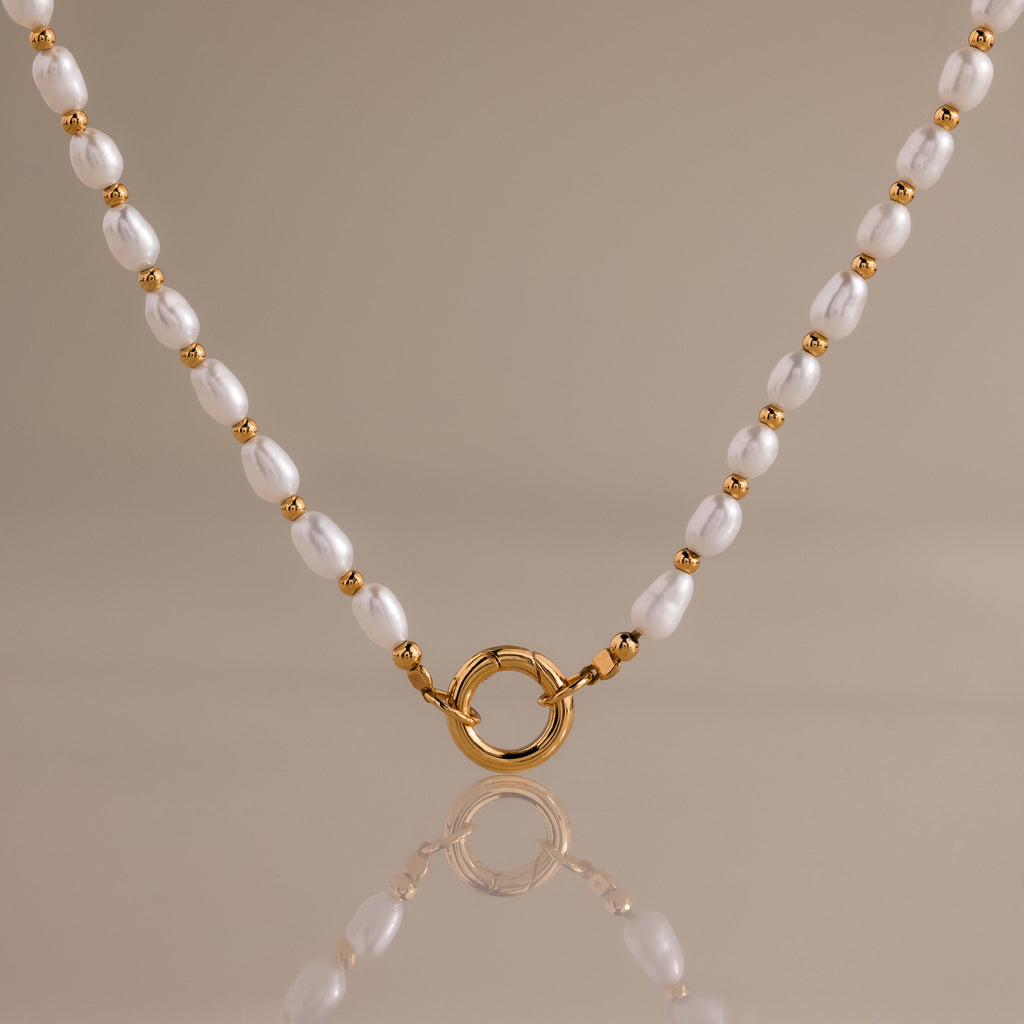 Pearl Station Beaded Charm Necklace