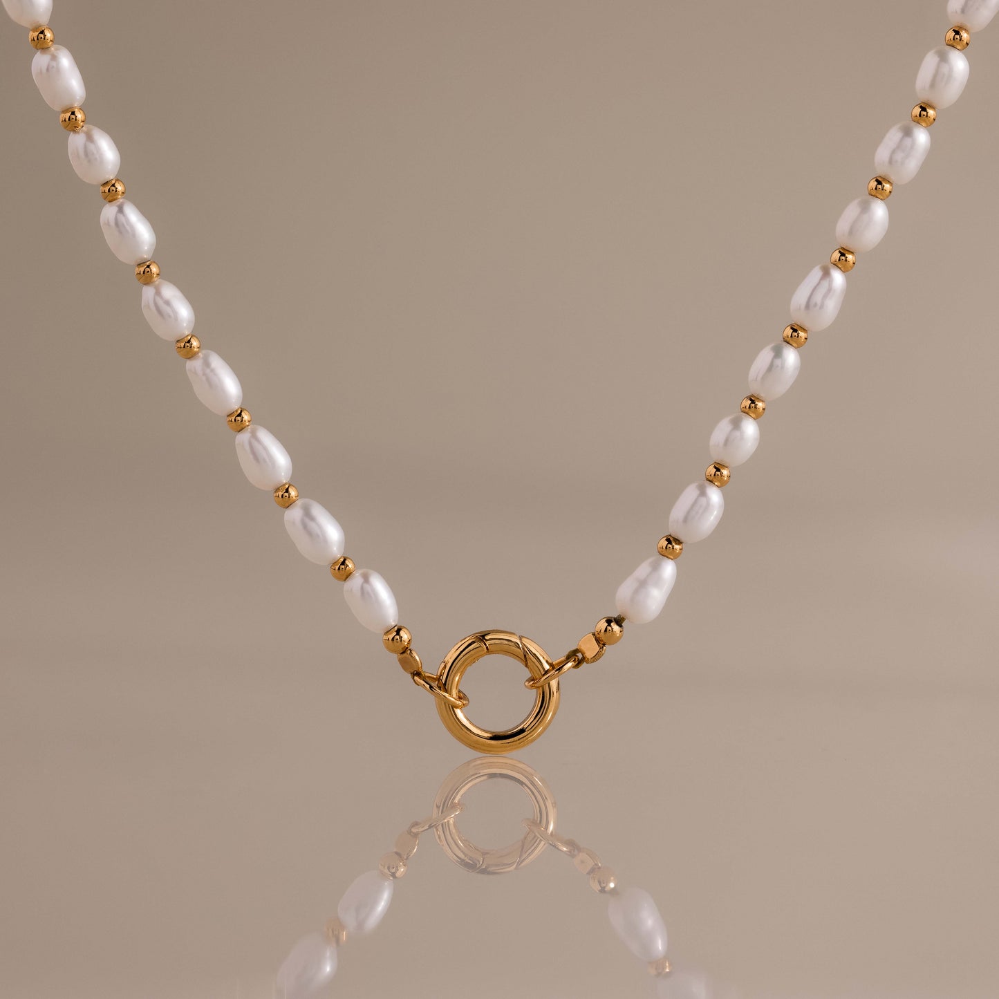 Pearl Station Beaded Charm Necklace