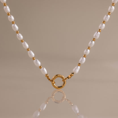 Pearl Station Beaded Charm Necklace