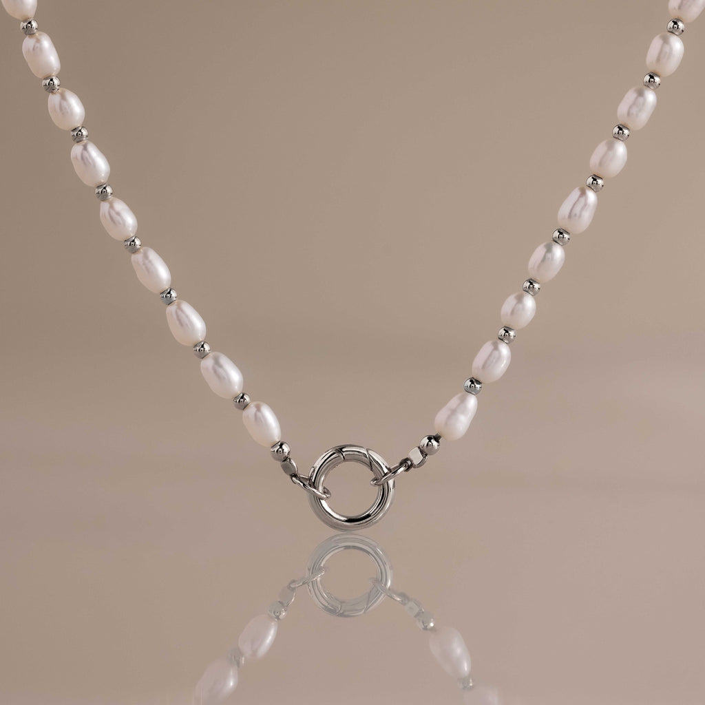 Pearl Station Beaded Charm Necklace