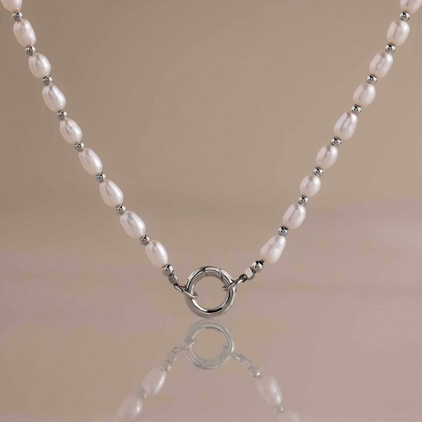 Pearl Station Beaded Charm Necklace