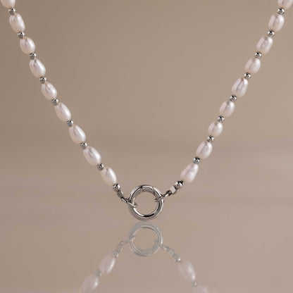 Pearl Station Beaded Charm Necklace