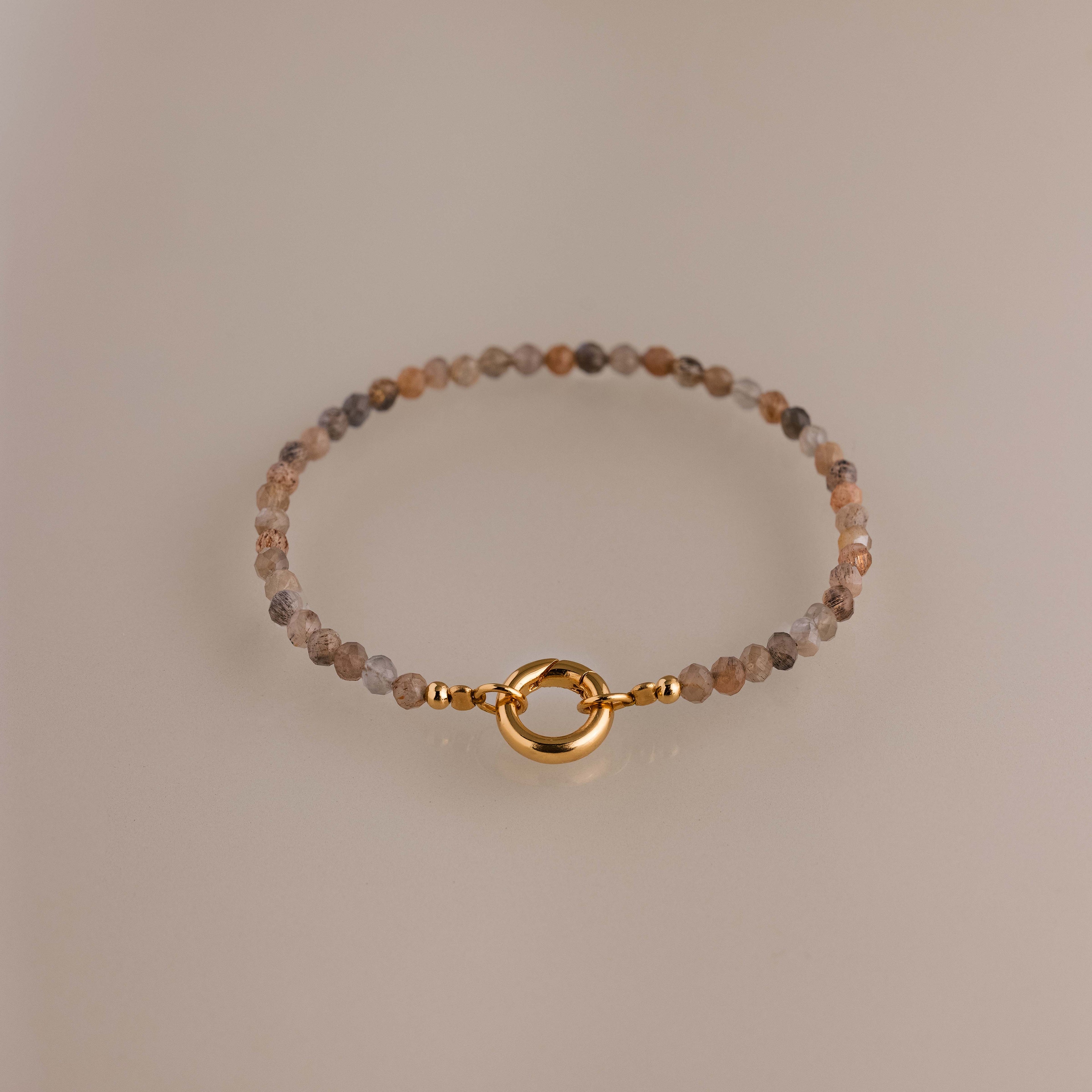 Sunstone Beaded Charm Bracelet