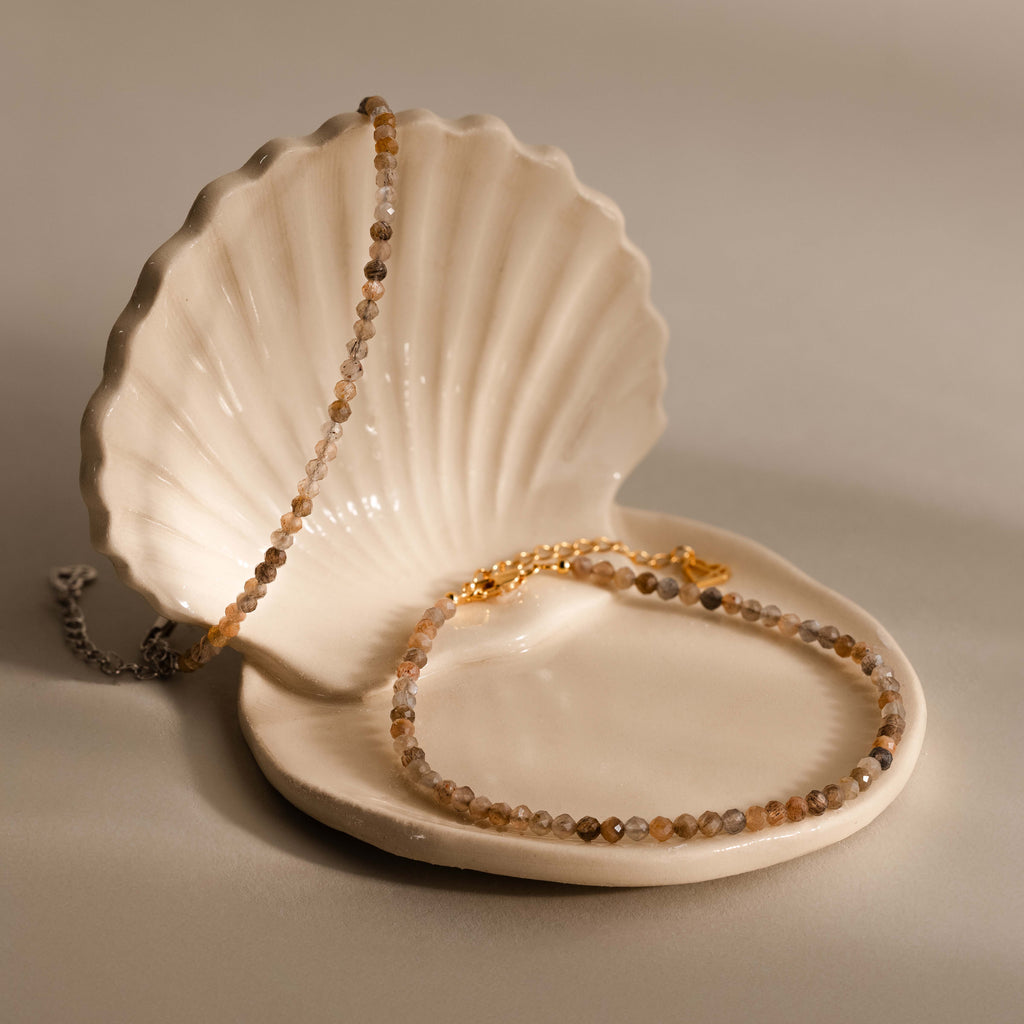 Sunstone Beaded Anklet