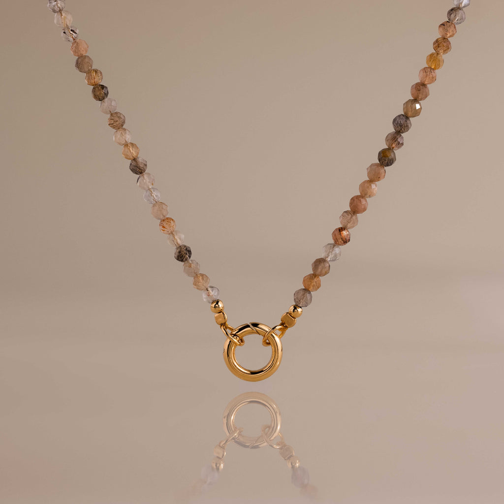 Sunstone Beaded Charm Necklace