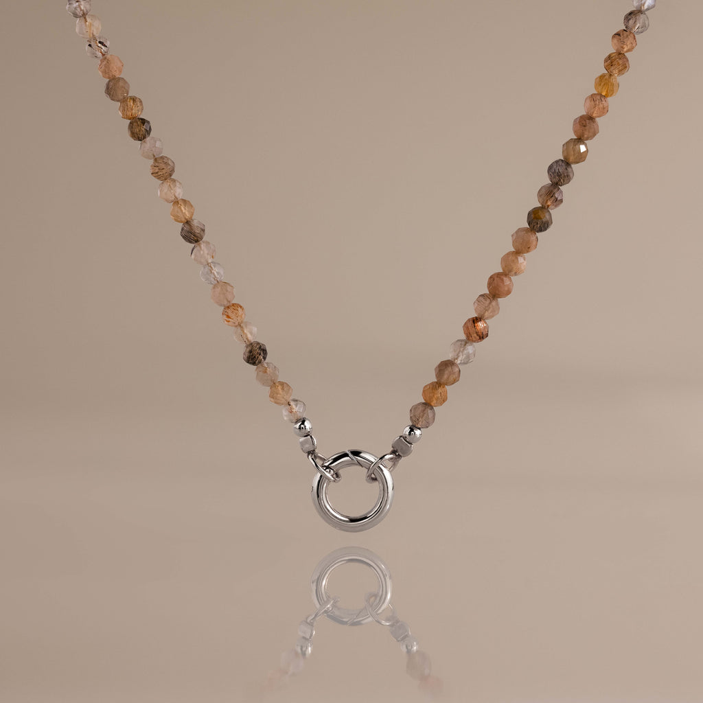 Sunstone Beaded Charm Necklace