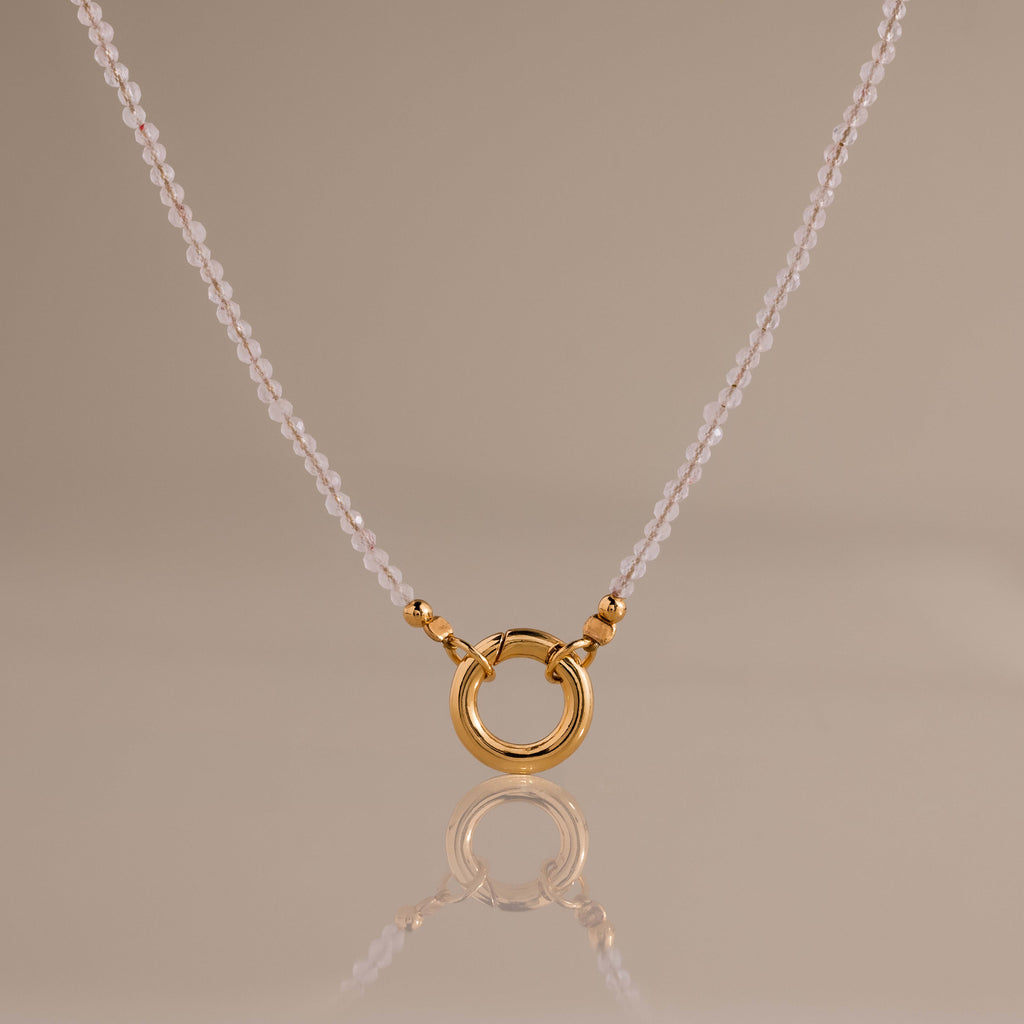 Quartz Beaded Charm Necklace