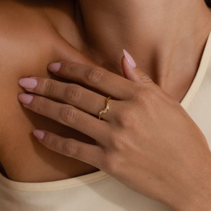 Marquise Diamond Curve Ring