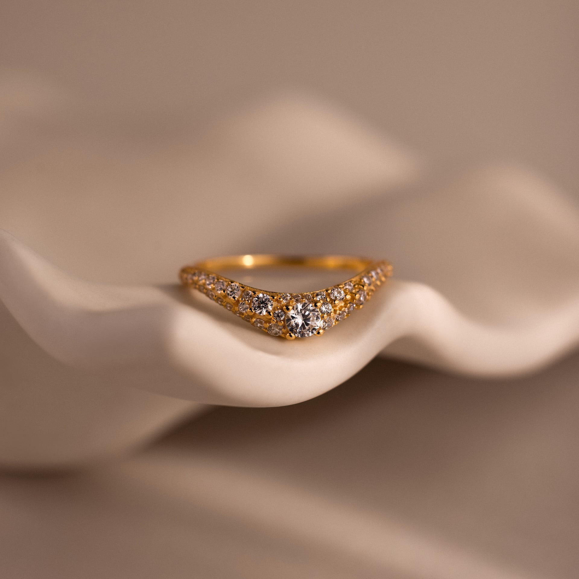 Pave Diamond Curve Ring