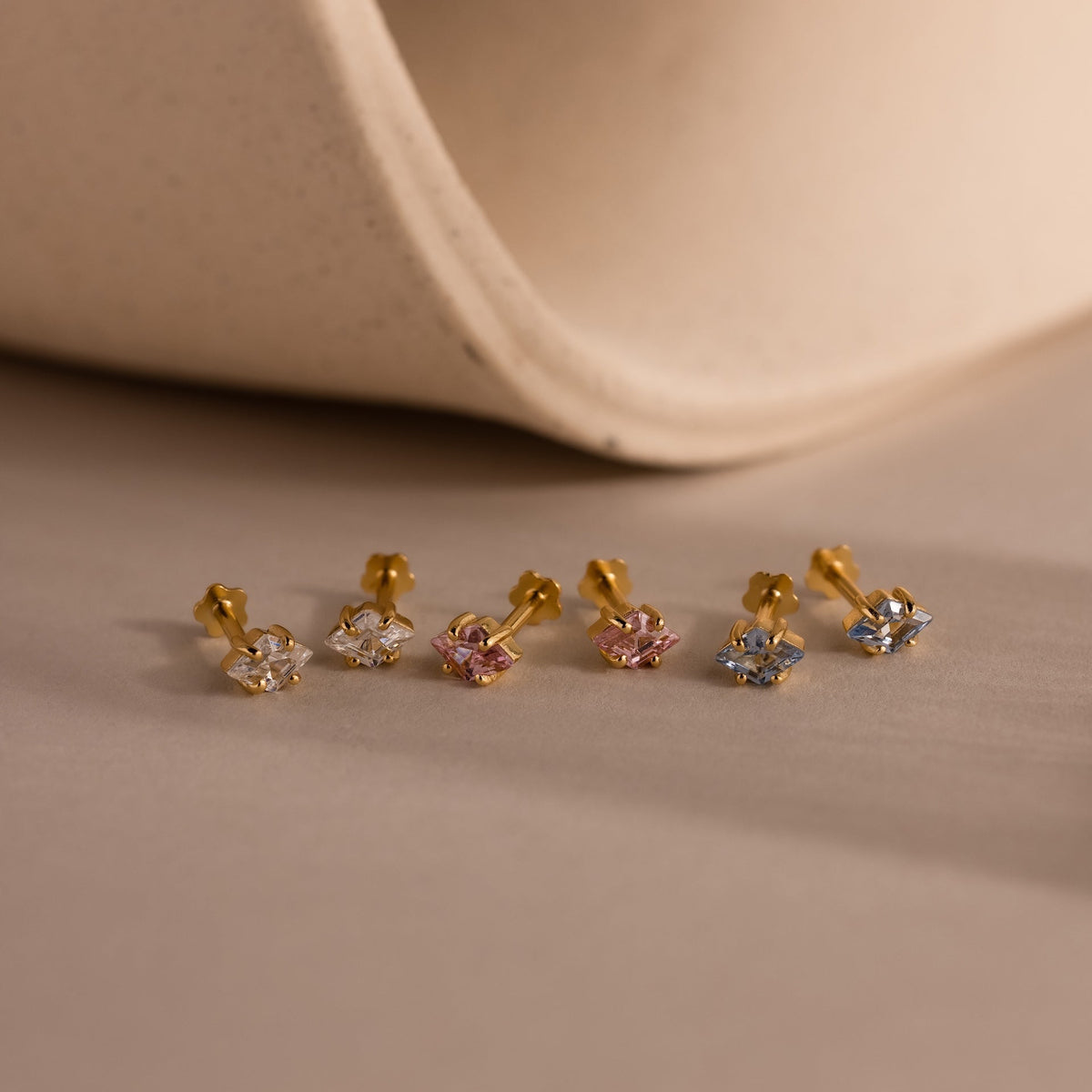 Rhombus Birthstone Flatback Studs