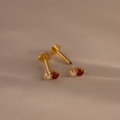 Tiny Duo Birthstone Flatback Studs