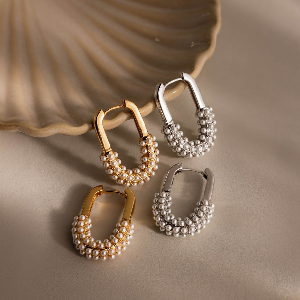 Pearl Cluster Link Hoops