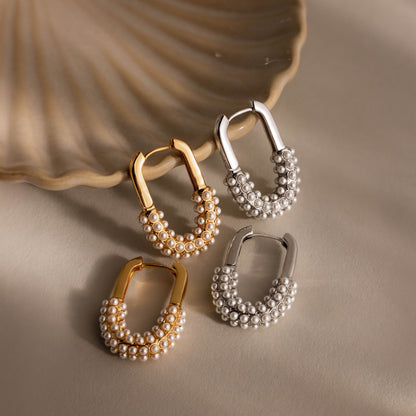 Pearl Cluster Link Hoops