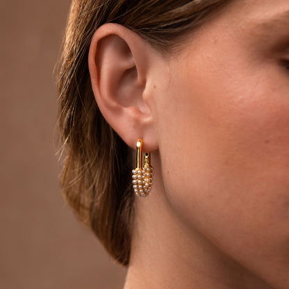 Pearl Cluster Link Hoops