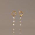 Abstract Pearl Trio Drop Earrings