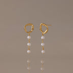 Abstract Pearl Trio Drop Earrings