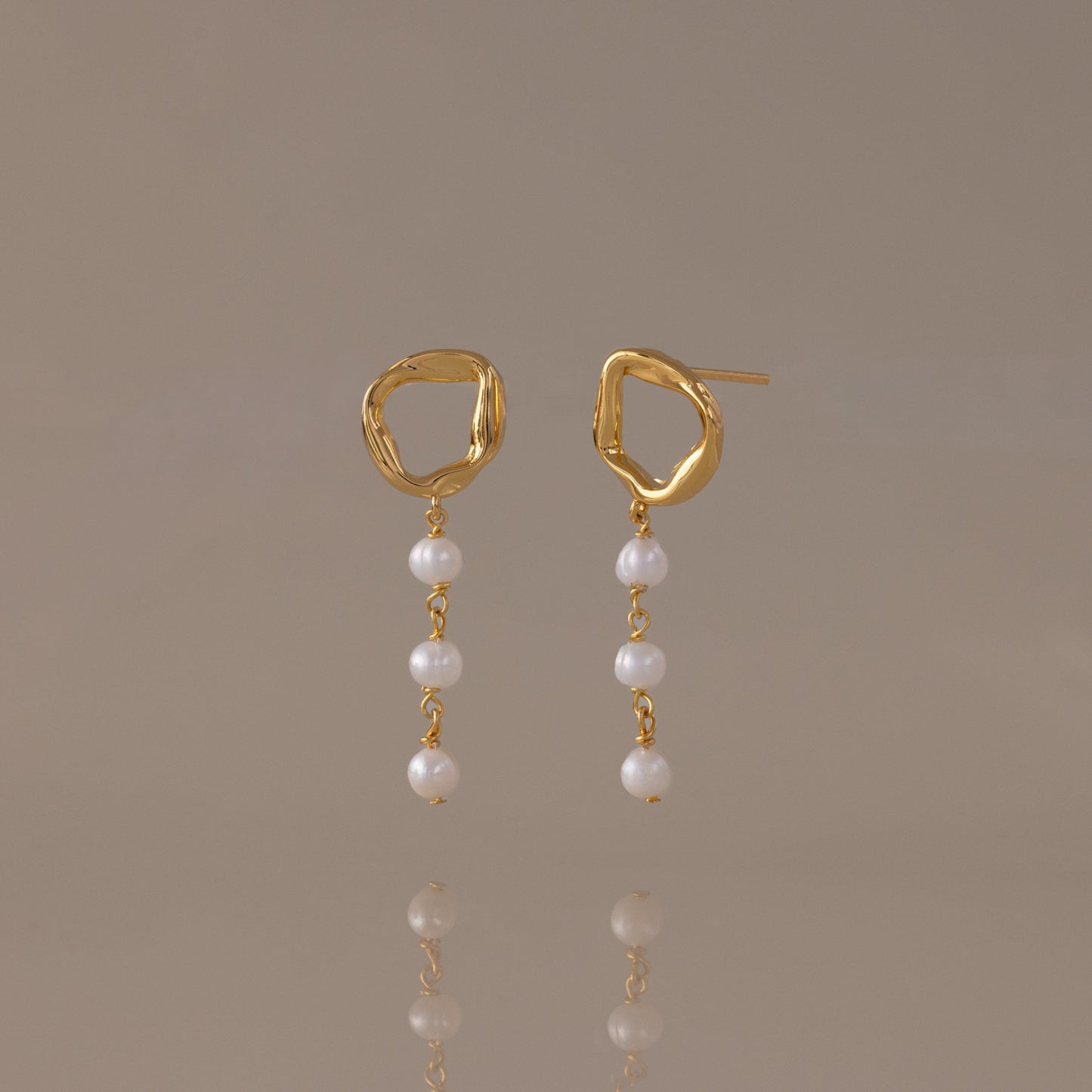 Abstract Pearl Trio Drop Earrings