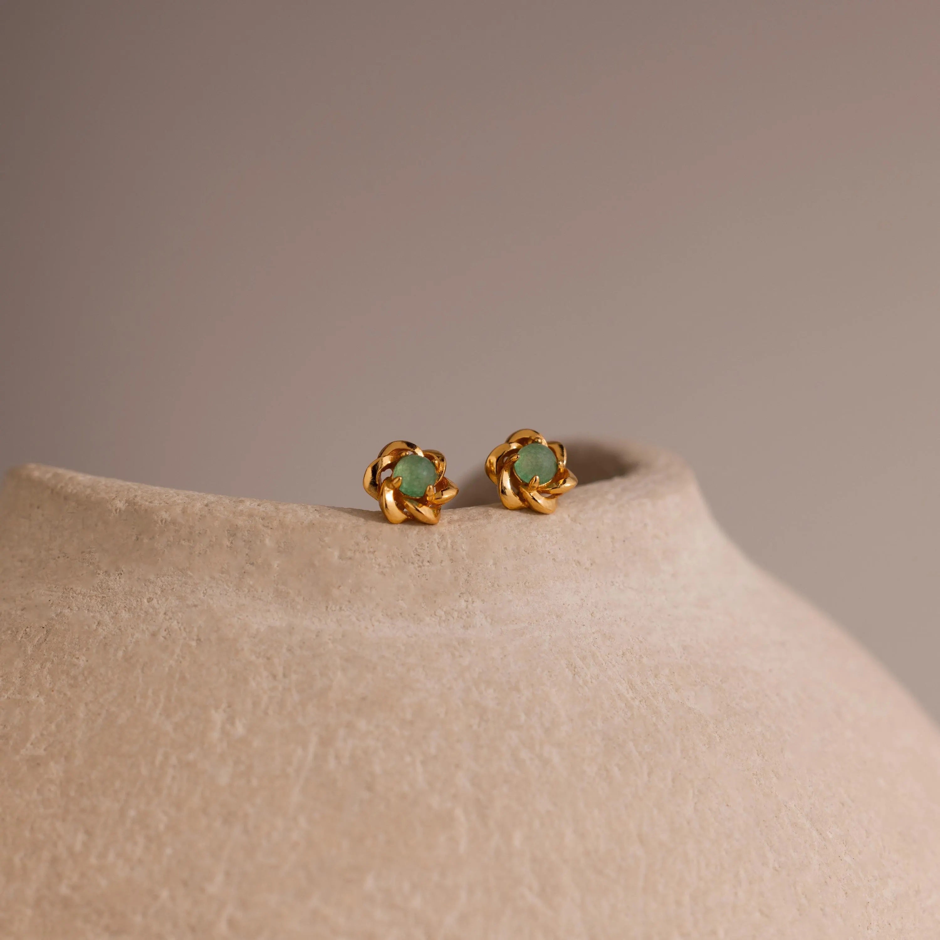 Mini Jade Flower Studs