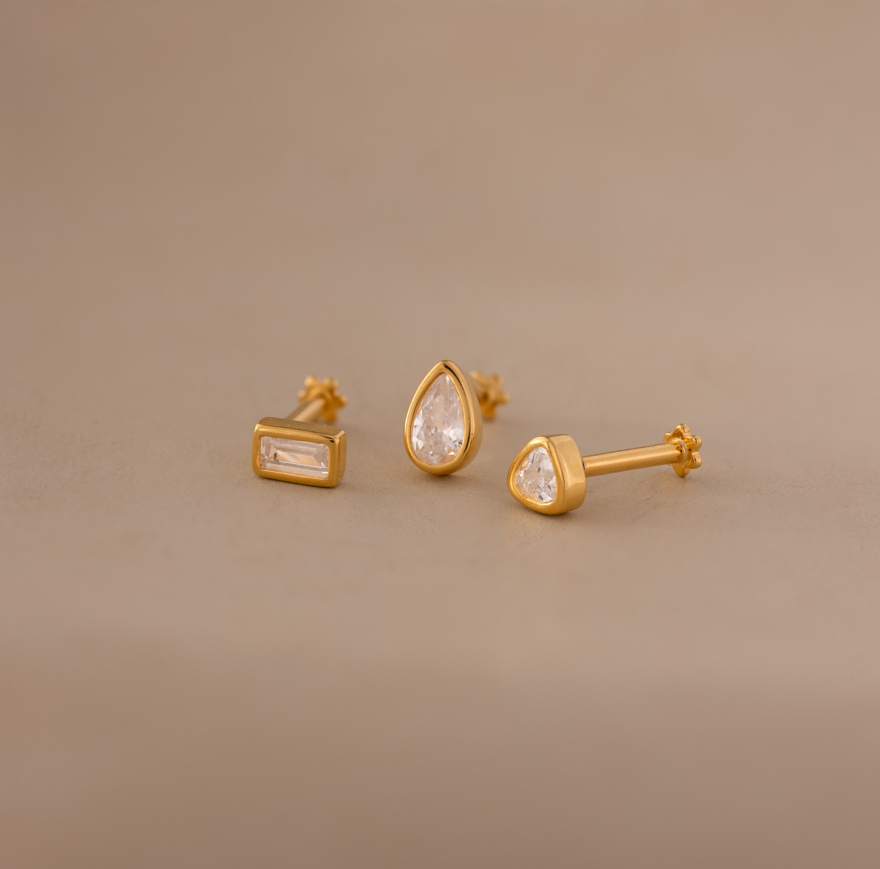 Diamond Bezel Flatback Studs Set