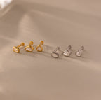 Diamond Bezel Flatback Studs Set