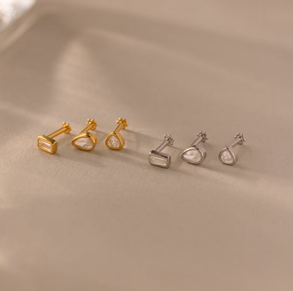 Diamond Bezel Flatback Studs Set