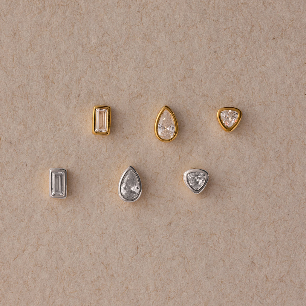 Diamond Bezel Flatback Studs Set