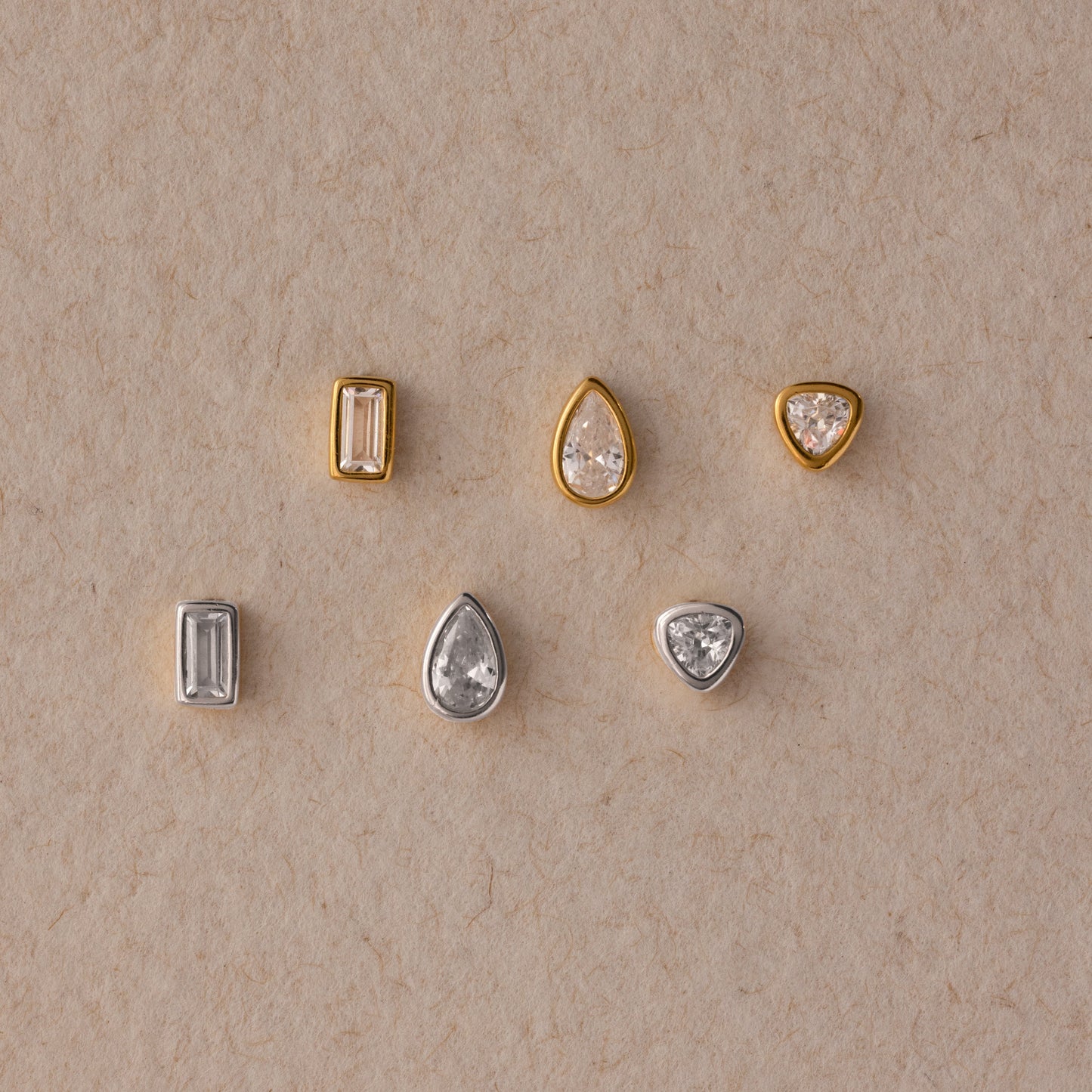 Diamond Bezel Flatback Studs Set