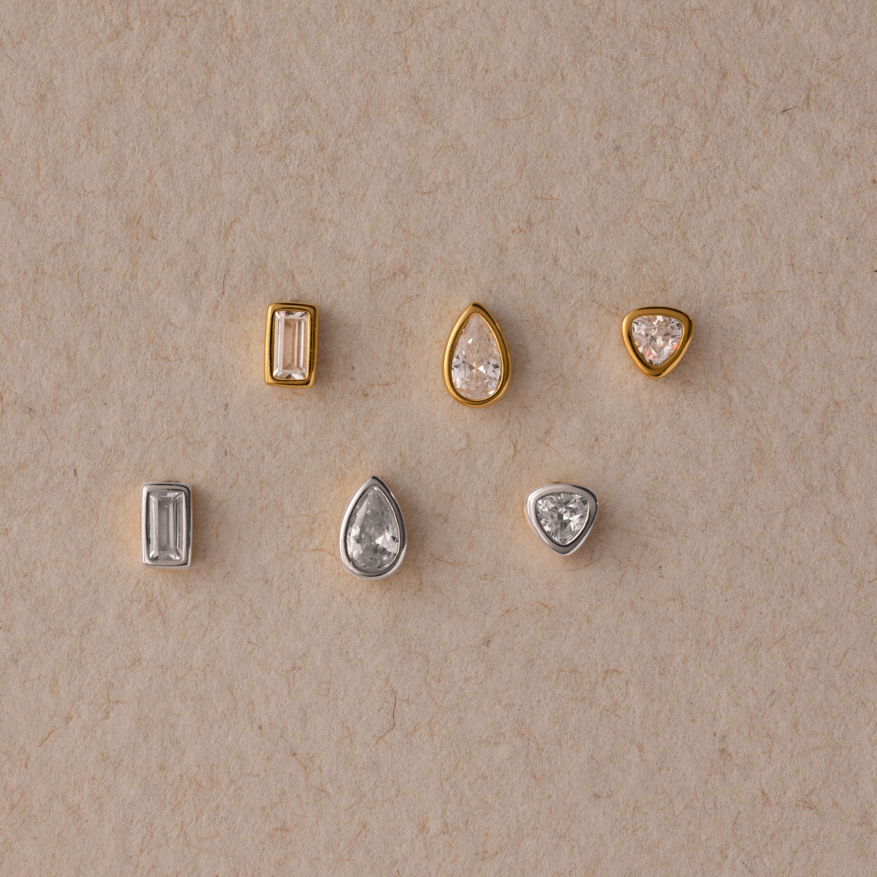 Diamond Bezel Flatback Studs Set